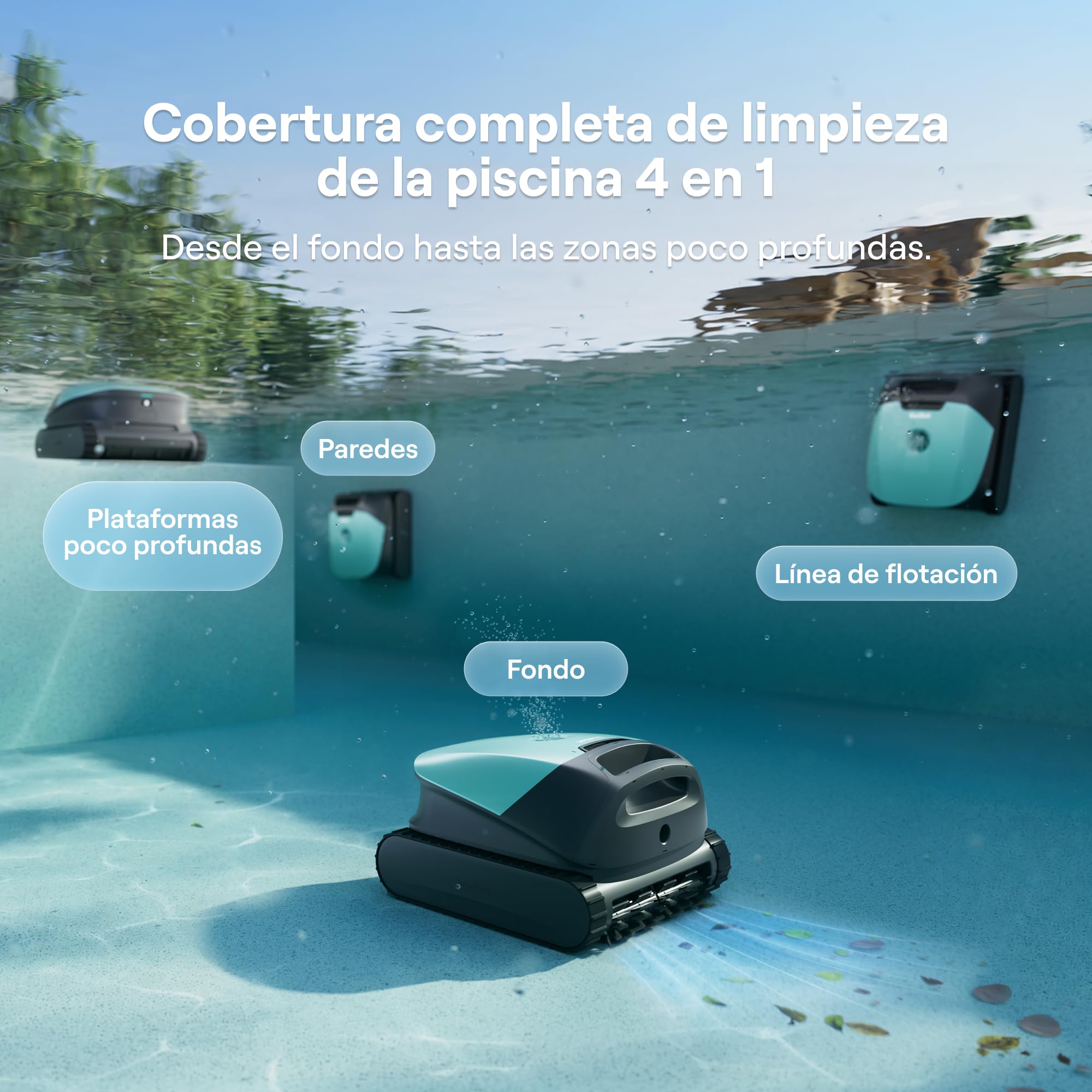 Beatbot (2026 Nuevo) Sora 10 Robot Piscina limpiafondos y Paredes, Plataformas y línea de flotación, 25700 LPH, Estacionamiento línea flotación, 5l residuos,App,Piscinas enterradas/elevadas,Mint