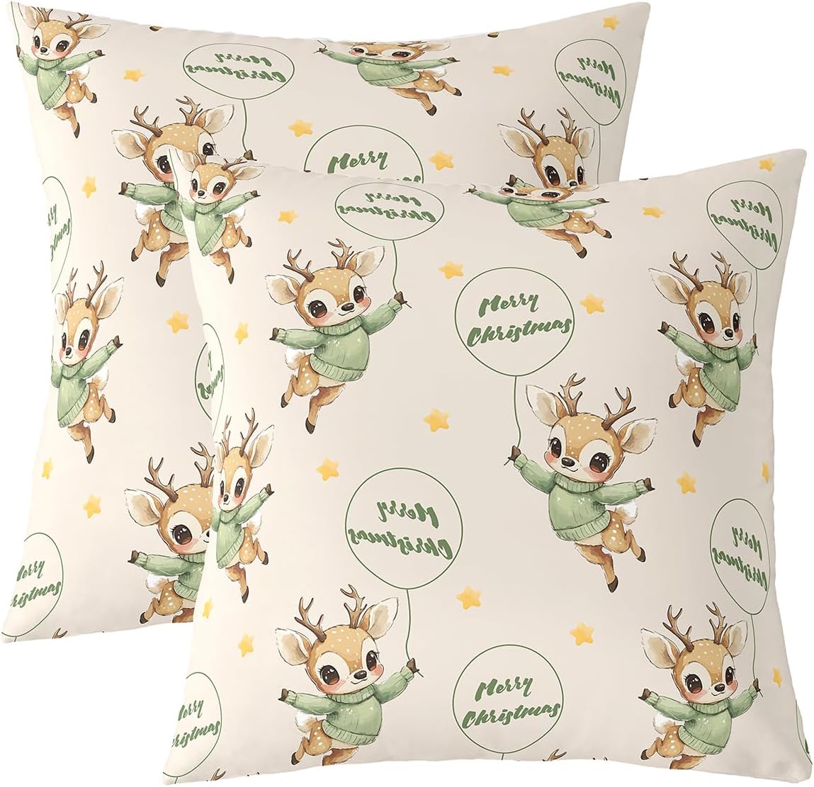 Castle Fairy Xmas Pink Bow Pillow Cover 2 Pack,Merry Christmas Throw Pillow Case Cover for Sofa Couch,Santa Claus Xmas Tree Decorative Pillowcase,Pink Brown Double Sides Print Cushion Covers,24"x24"