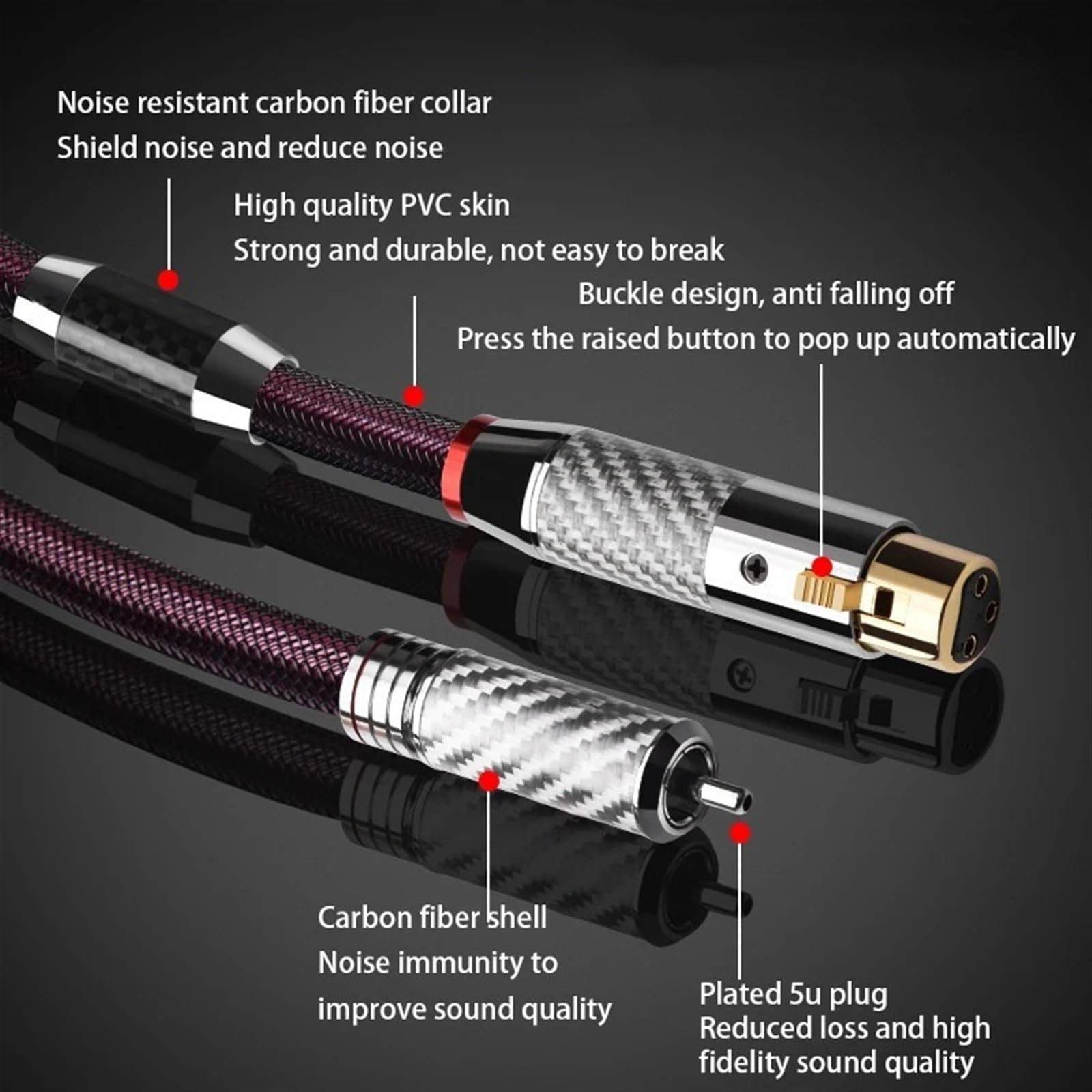 HiFi Audio Cable High Performance Pure Silver Wir Jack Balance Cable For Amplifier Mixer Microphone(2 Meters)