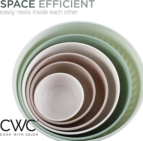 Vista 136 de COOK WITH COLOR - Juego de tazones de preparación profundos con tapas, para mezclar, de plástico, pequeños y apilables (color rosa/gris)