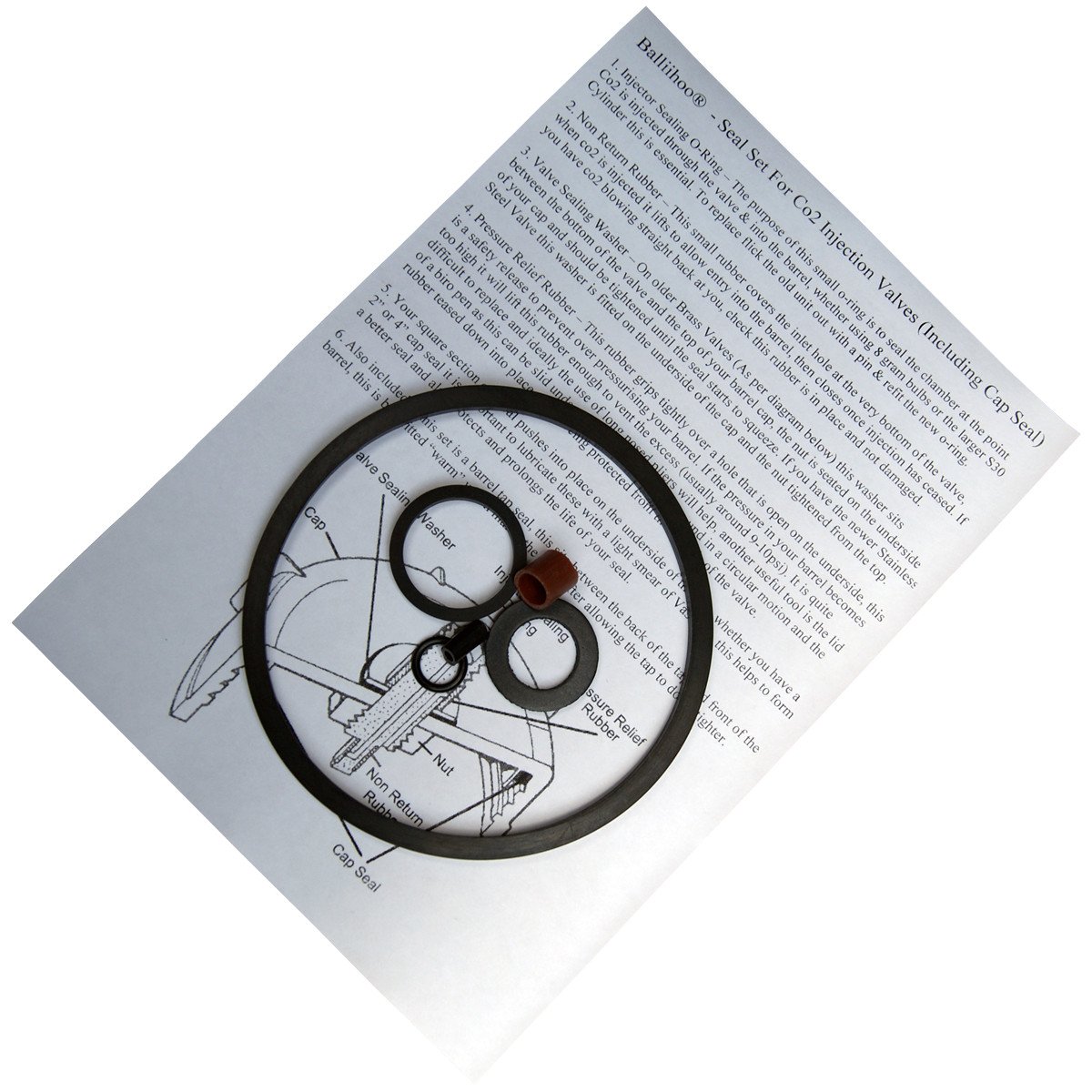 BALLIIHOO Valve & Cap Seal Set for Pressure Barrels with 4 Inch Caps