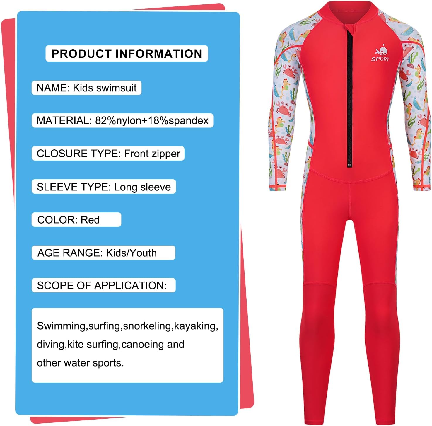 Dive Skins Suit for Kids Girls Boys Toddler and Youth Scuba Diving Full Body Swimsuit 1mm Snorkel Rash Guard Water Sports Workout for Swimming Surfboard Surfing