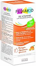 PEDIAKID - Natural Pediakid Food Supplement with 22 Vitamins and Trace Elements - Exclusive Agave Syrup Formula - Optimises Vitamins and Minerals - Apricot Orange Flavour - 125 ml Lacon