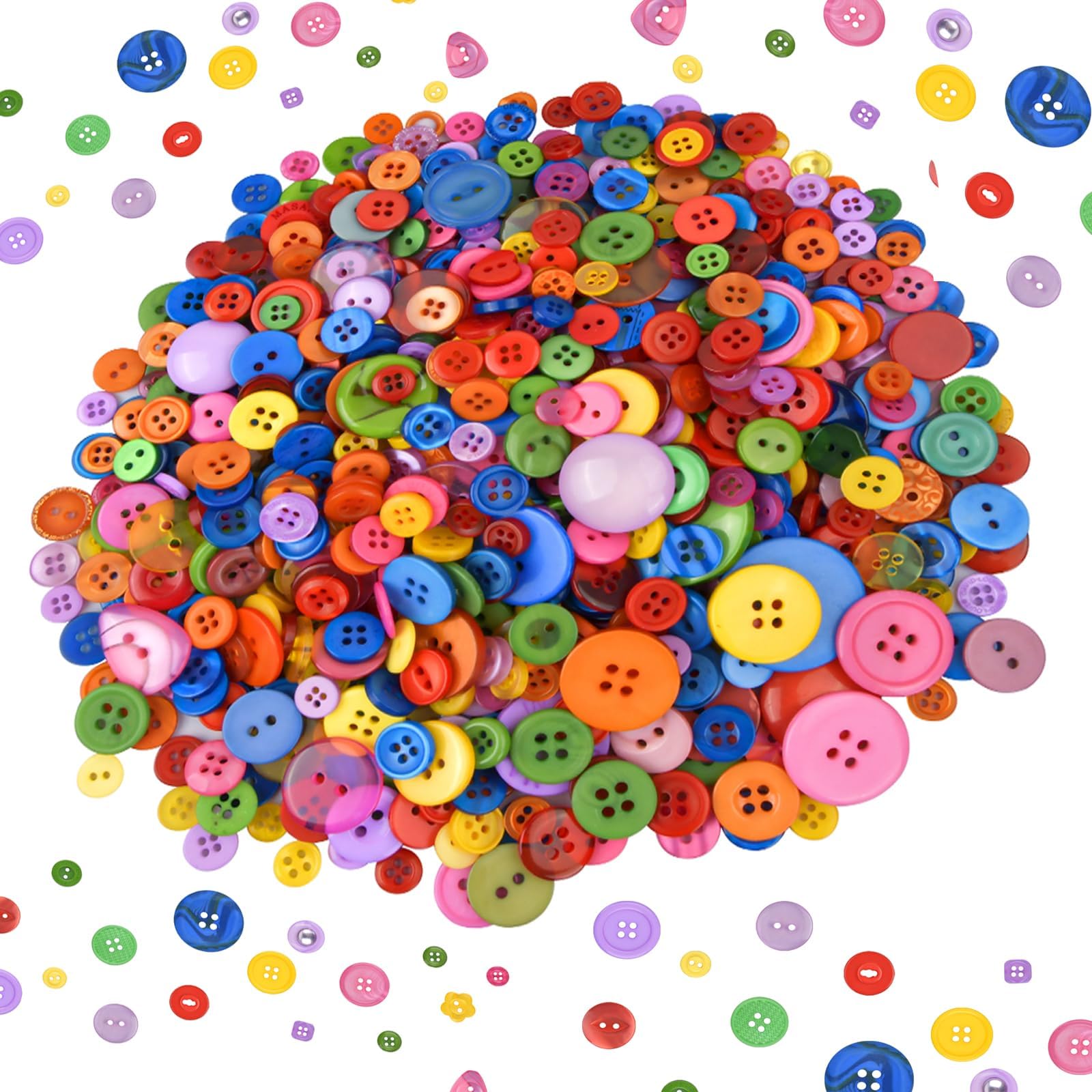 Buttons for Crafts,660 pcs Colorful Buttons Mixed Colours and Sizes Round Resin Buttons for Crafting, Sewing, Handmade Project, Children's Manual Button Painting(2/4/6 Holes)