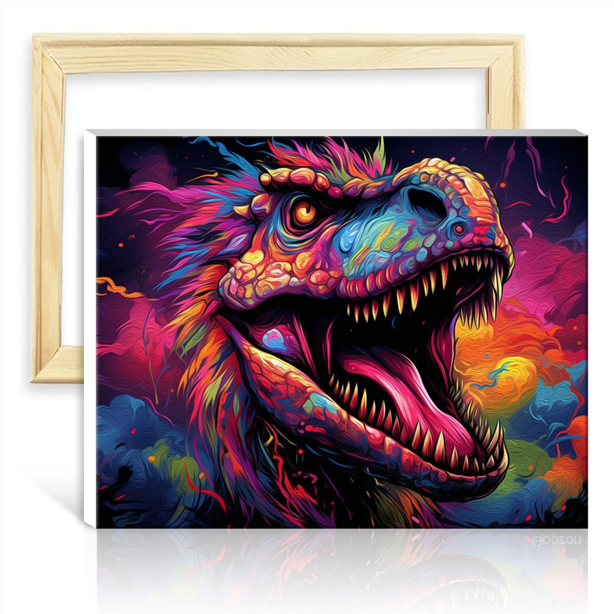 TANGFEIY Paint by Numbers Dinosaur Kids and Adults Paint by Number Kits- with Brushes and Acrylic Pigment on Artwork for Home Decor DIY Frame(30x40cm)