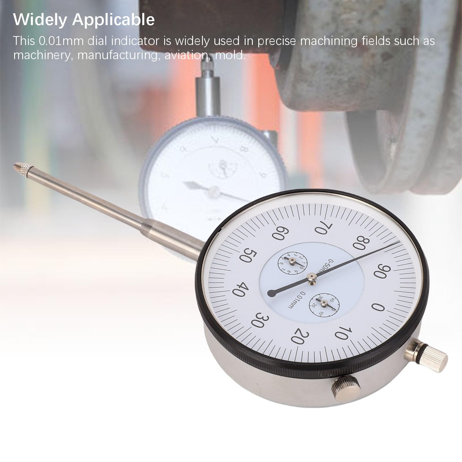 Hyuduo Mechanische Messuhr 0,01 mm Präzision 0-50 mm Edelstahl Messgerät für Präzisionsmessung Werkstatt Fertigung Werkzeugmaschinen Bearbeitung