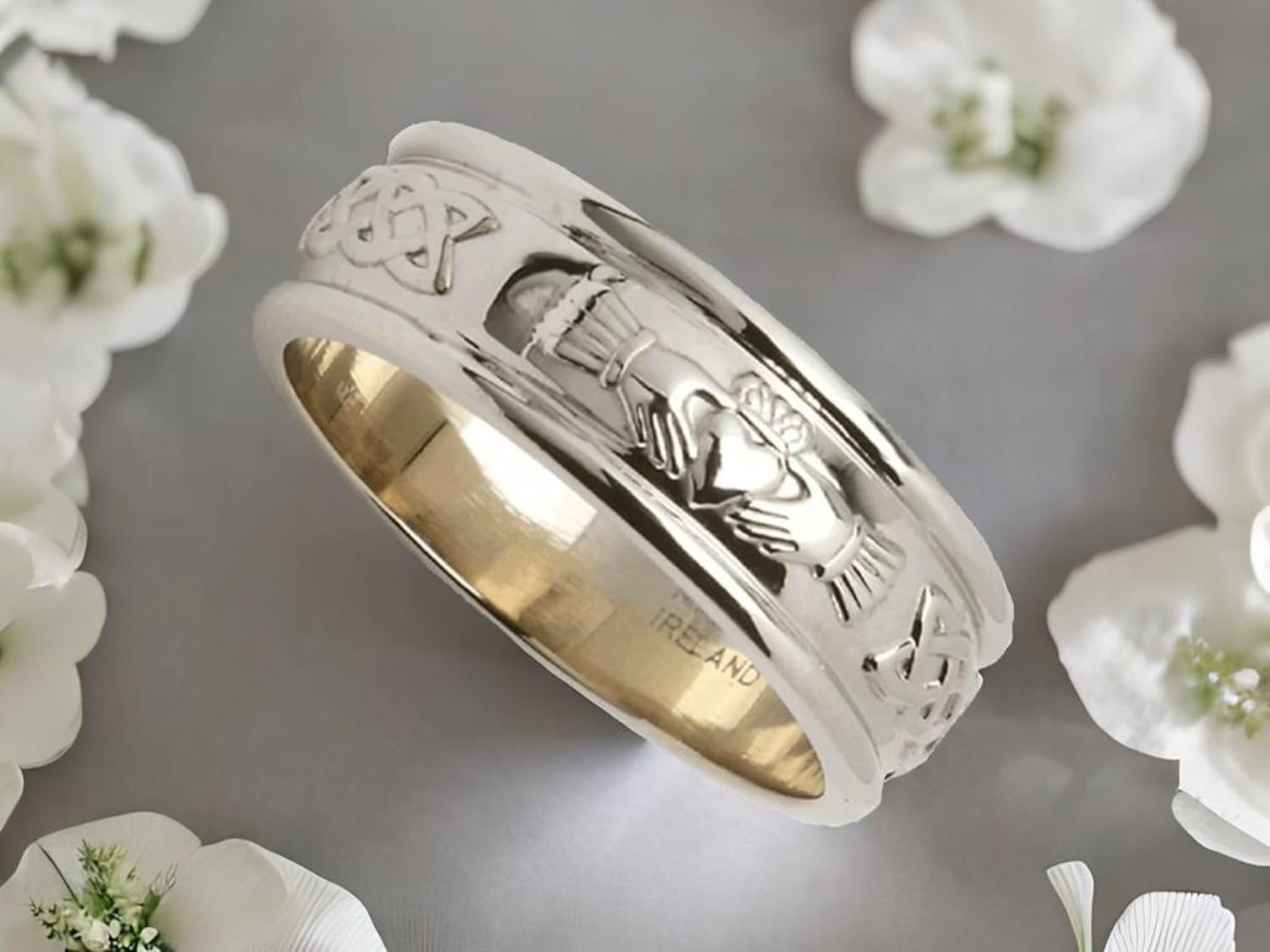 Biddy Murphy Men's Irish Claddagh 925 Sterling Silver Wedding Ring 1/4" Band, Traditional Celtic Jewelry Made In Ireland & Crafted by Irish Artisan Jewelers Co. Wicklow - Image 6