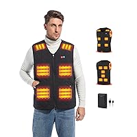 Rrtizan Gilet Riscaldato Uomo con Batteria 10000mAh, Giubbotto Riscaldanto con 12