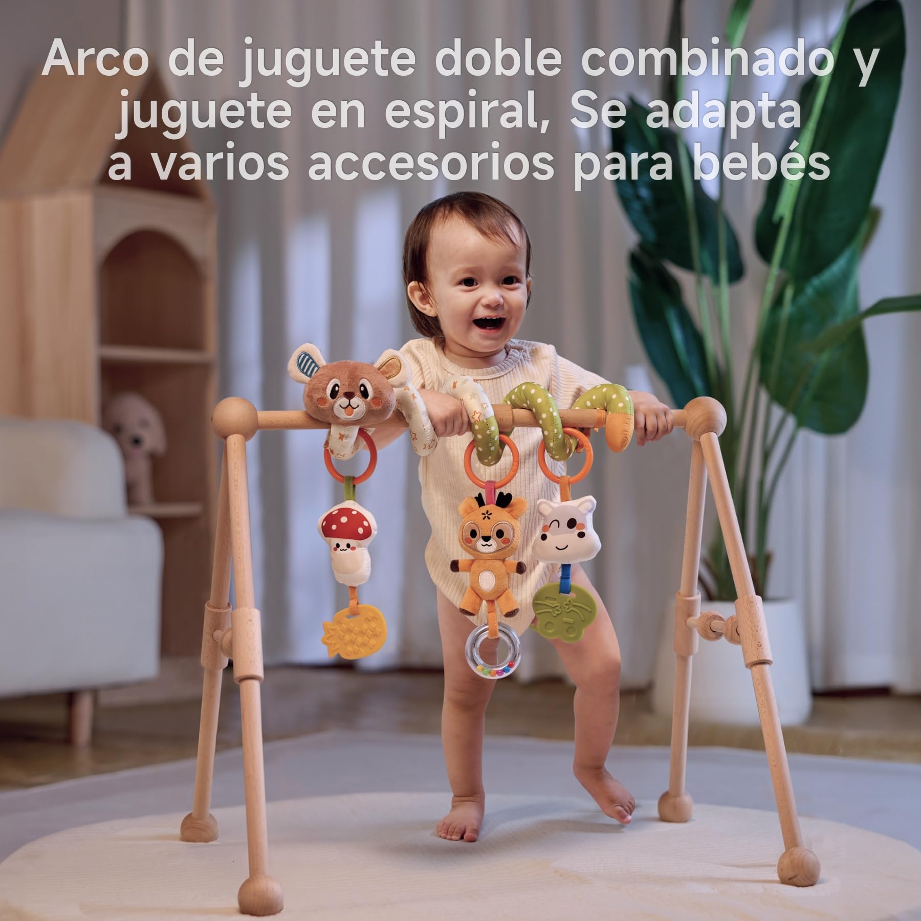 TUMAMA Arco de Juego con Espiral Actividades Juguetes 0 3 6 9 12 Meses Bebé Juguete Asiento Cuna Clip Jugar Arco en Movimiento con Sensorial Sonajero Juguete Niños y Niñas Regalo