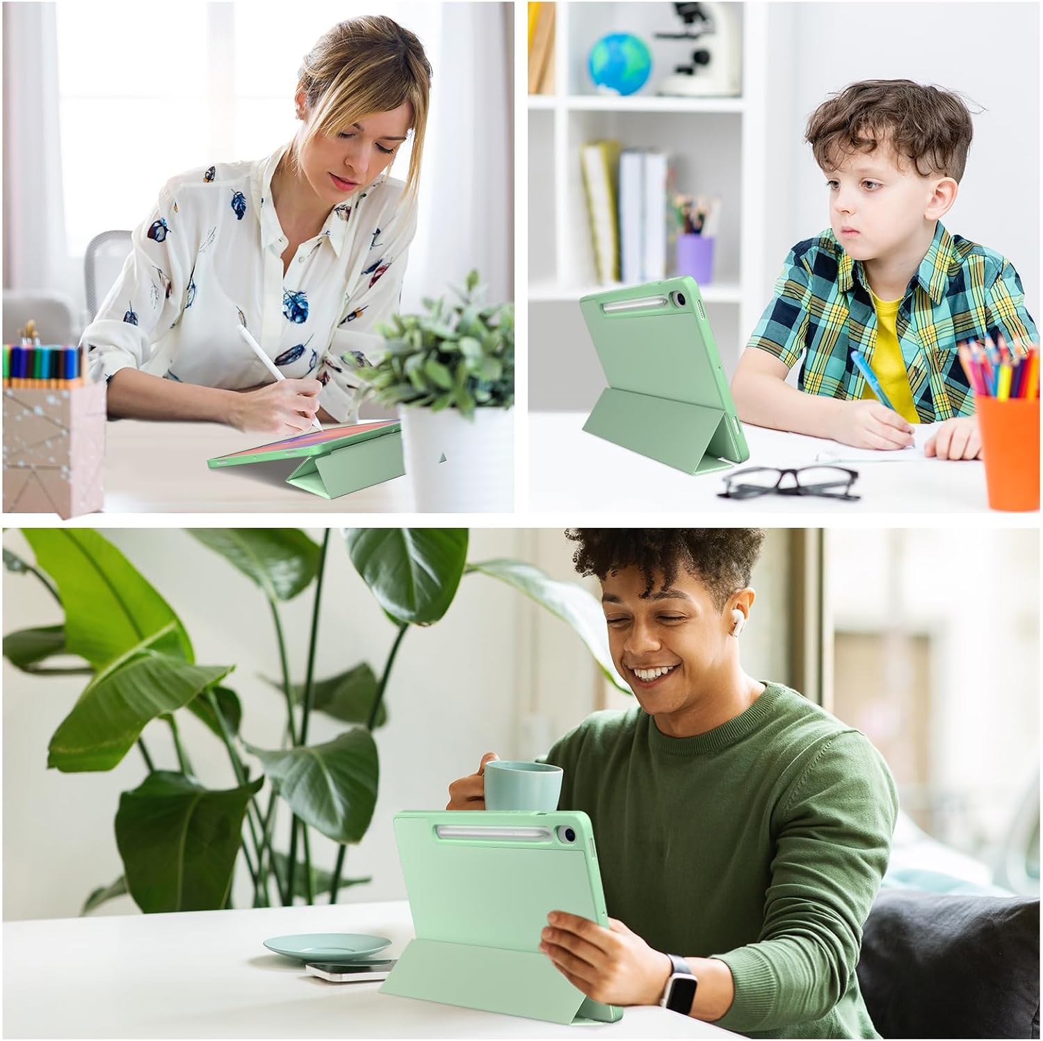 ProCase Smart Case for Galaxy Tab S10 Lite/S10 FE/S9 FE 10.9-Inch with S Pen Holder, Trifold Stand Folio Cover with Soft TPU Back for 10.9" Galaxy Tab S10 Lite/S10 FE/S9 FE -Matchagreen