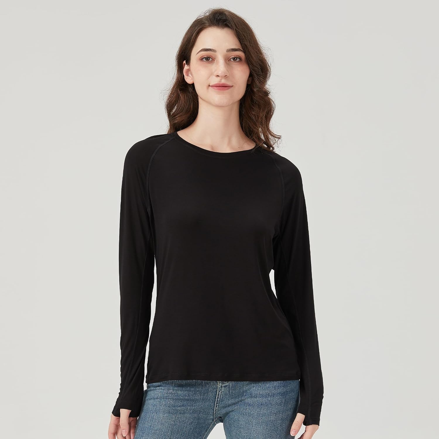 netdraw Women's Ultra Soft Bamboo Viscose Workout T-Shirt Long Sleeve Cooling Lighweight Tops with Thumbholes - Image 4