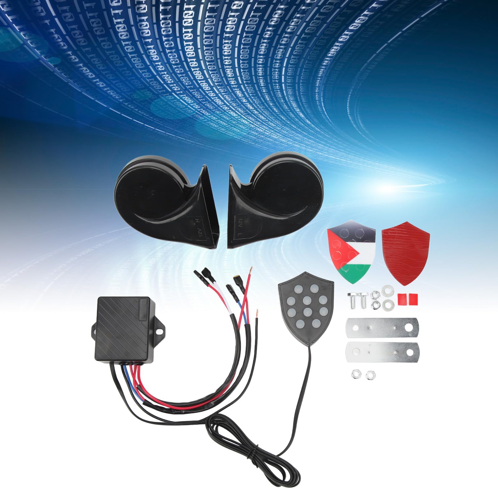 Alomejor Sirena di Emergenza per Auto in Metallo ABS, Elettronico, 12 V, 150 DB, Telecomando Universale, Adatto per Auto, Berline, Camion, SUV, con Suono Regolabile e Avviso Chiaro
