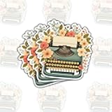 3 Pcs Cute Handmade Vintage Typewriter Stickers, Waterproof Vinyl Decals for Laptop, Water Bottle, Notebook, Journal and Scrapbook, Retro Gift for Writers, Students, Teachers, Book Lovers 3 Inches