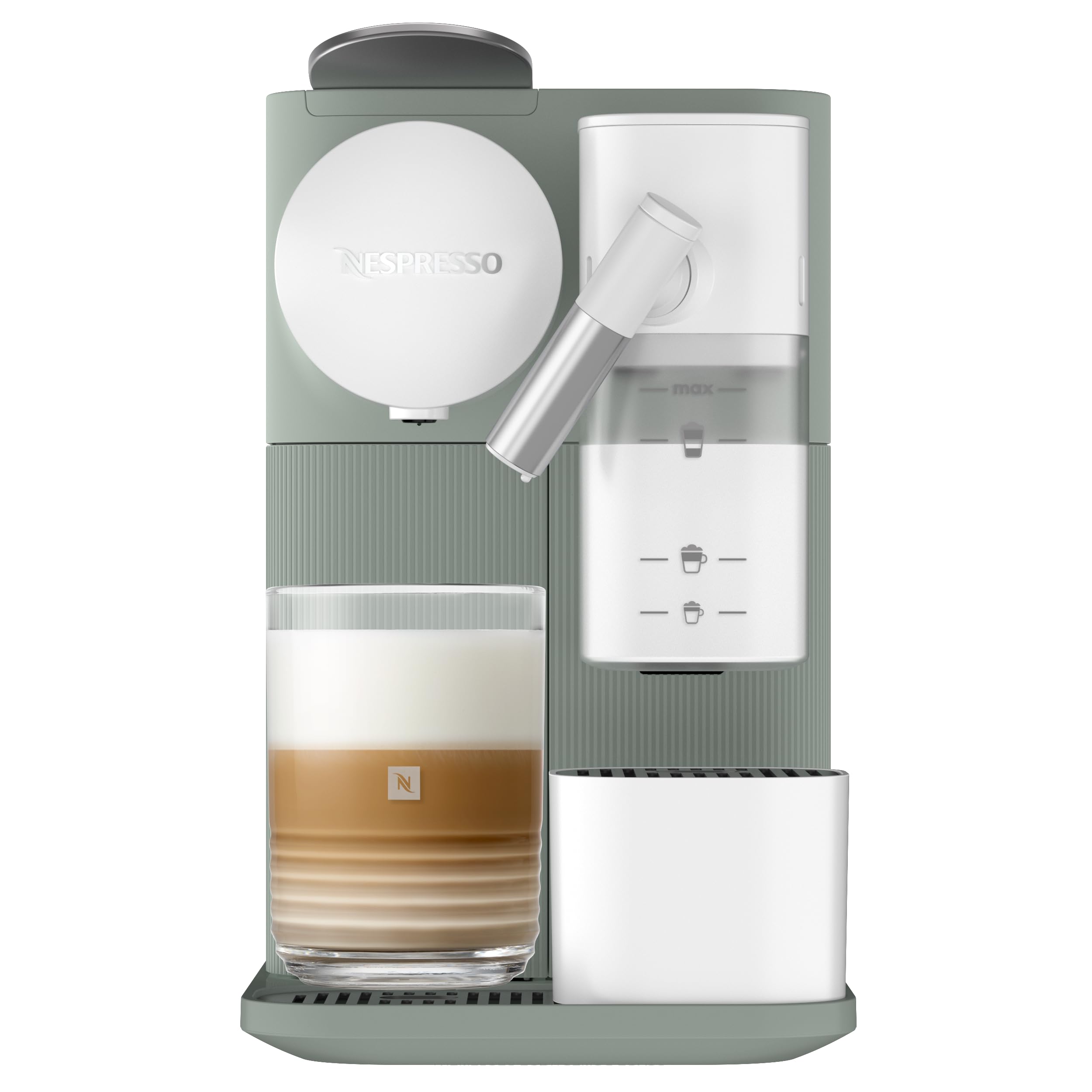 De'Longhi Nespresso Lattissima One - Machine à Café à Capsules avec Mousseur à Lait Automatique, Fonction Cappuccino, 19 Bars, Chauffe Rapide, Design Compact, Dark Sage (EN510.GR)