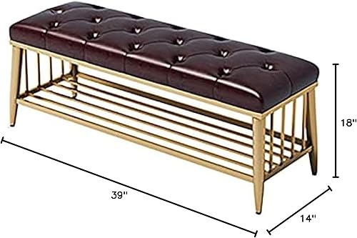 Miniatura 10 de Asiento de piel sintética, taburete para zapatos de entrada para sala de estar, zapatero de primera calidad, banco de zapatos, banco dorado moderno,