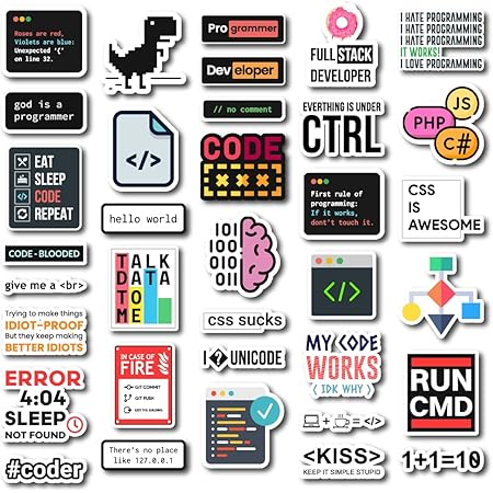 Aapki Marzi Coding/Programming Laptop Stickers - Pack of 35 | Vinyl ...