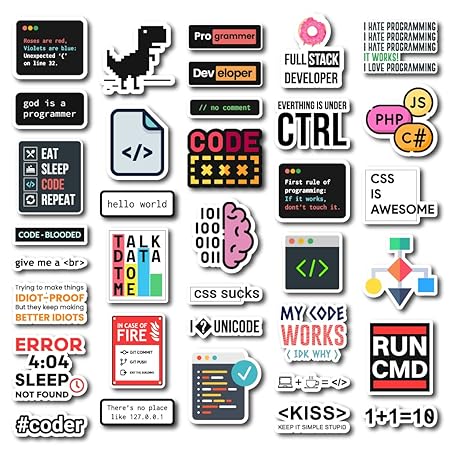 Aapki Marzi Coding/Programming Laptop Stickers - Pack of 35 Vinyl ...