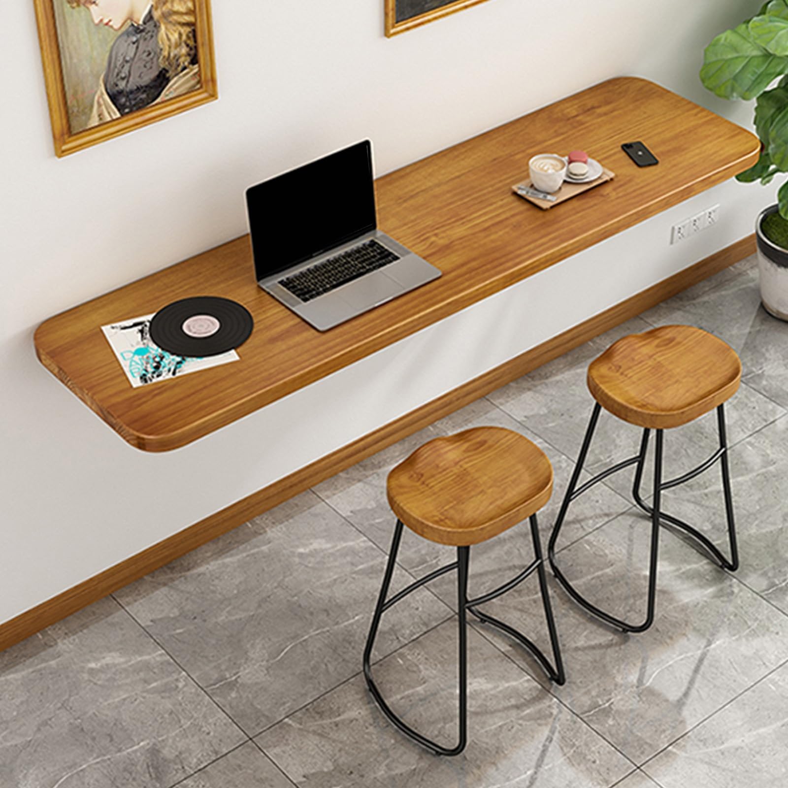 Banco de Trabajo Plegable de Pared, Mesa de Pared Plegable, Banco de Trabajo Colgante Plegable para Taller, Garaje, Cuarto de Servicio,One Color-160x45cm
