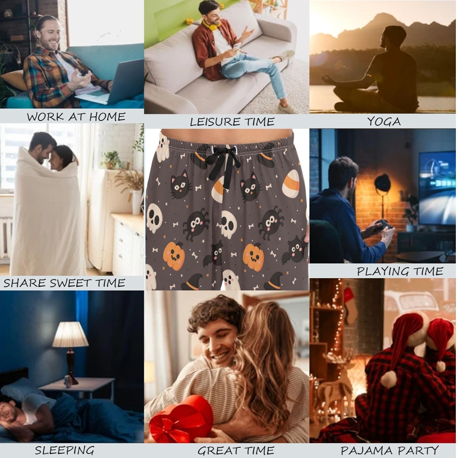 ALAZA Halloween Skull Pajama Pants for Men Funny, Mens Sleep Lounge Pants Pajama Bottoms Lightweight - Image 4