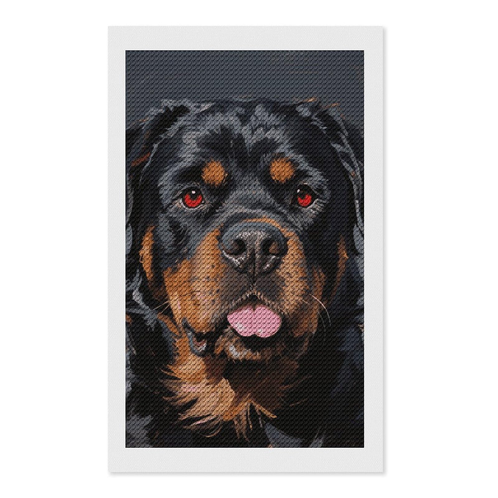 FodPand Cool Rottweiler Dog 5D Diamond Painting Kits for Adults Beginners Full Drill Round Diamond Dots Pictures Gem Art Supplies for Home Wall Room Decoration DIY Craft Set Gift 12x20