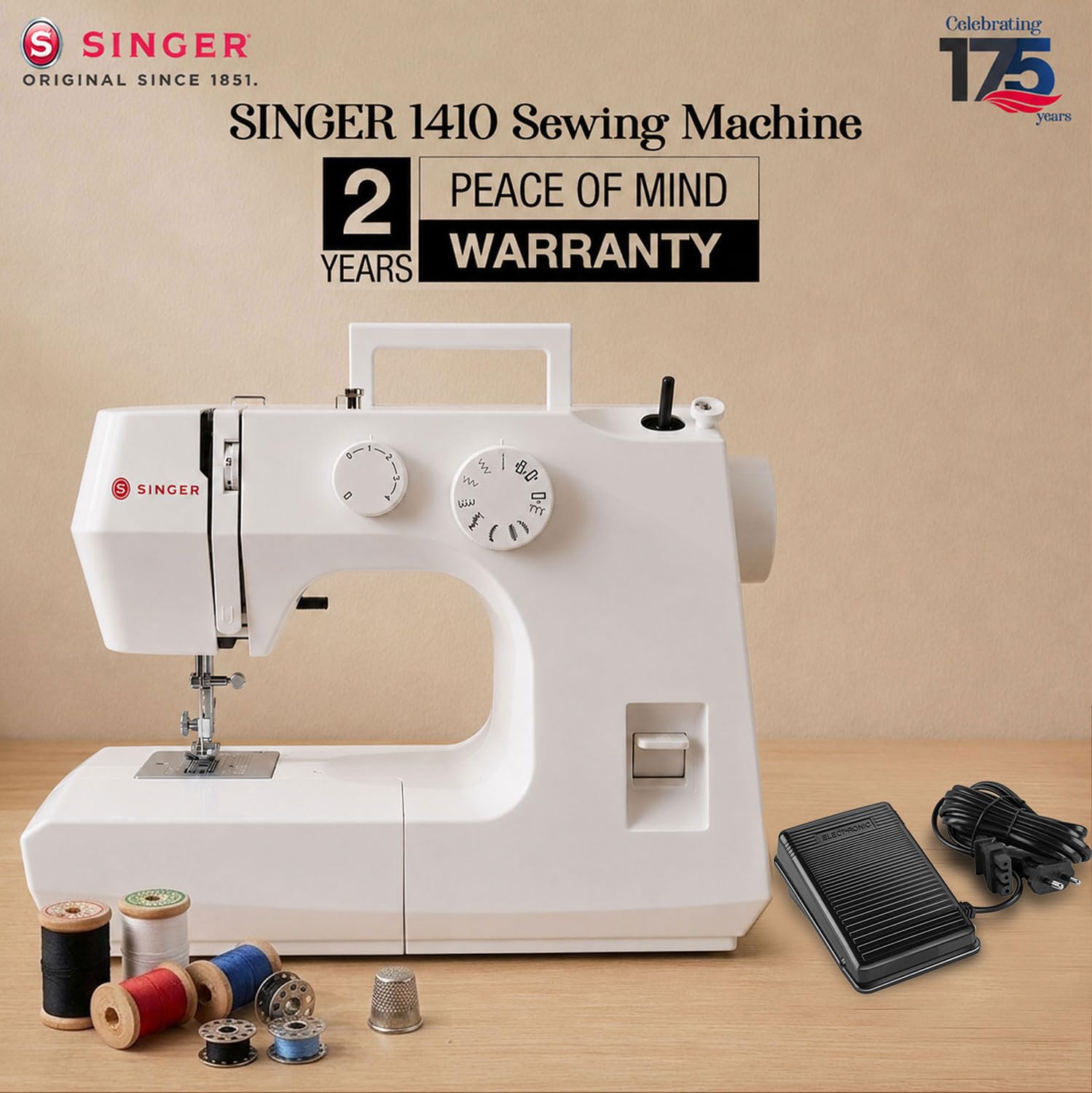 SINGER 1410 Automatic Zig Zag Sewing Machine Electric | Tailoring Machine for Stitching | 10 Built-In Stitches & 22 Stitch Functions | Free Arm | Metal Frame | 60W Motor | Free Demo | 2 Year Warranty — Amazon image 6