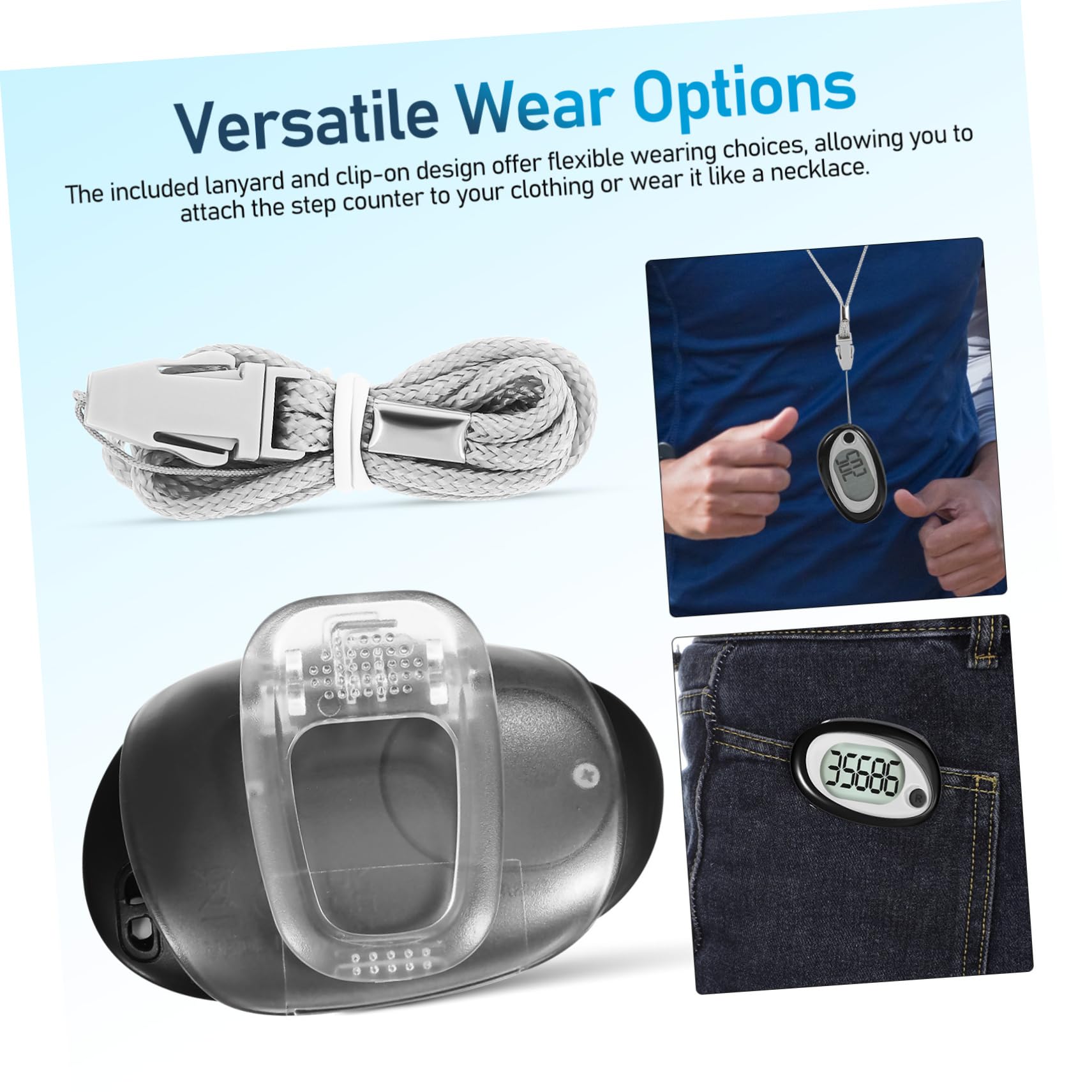 UKCOCO pédomètre podomètre pour Les Pas et Les kilomètres de Marche Portable comptoir pour Marcher Compteur de Pas d'escalade Petits podomètres Plastique Black
