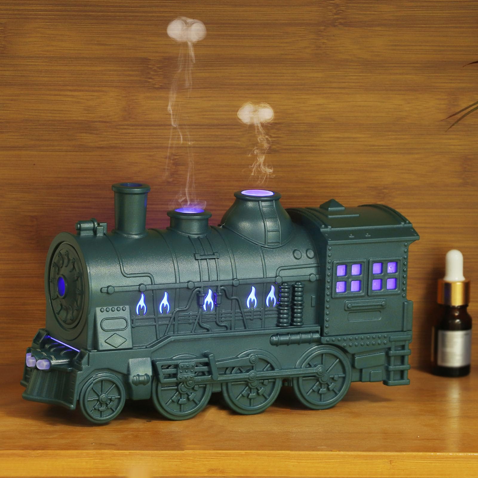 Diffusore per Treni, Diffusore Umidificatore per Treni da 300 Ml, Diffusore di Oli Essenziali, Umidificatore a Nebbia Fredda, per Ufficio in Camera da Letto (Spina europea)