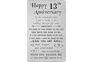 TANWIH 13 Year Anniversary Gifts for Him: Engraved Wallet Card with '13...