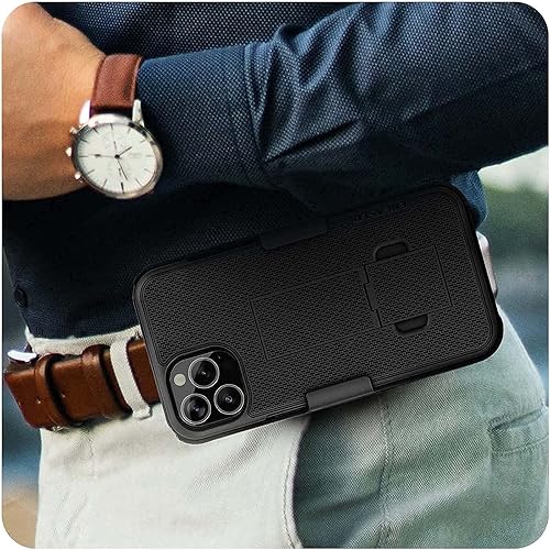 Miniatura 6 de Encased DuraClip - Funda con clip para cinturón diseñada para iPhone 13 PRO MAX (2021), funda delgada con funda (negro)