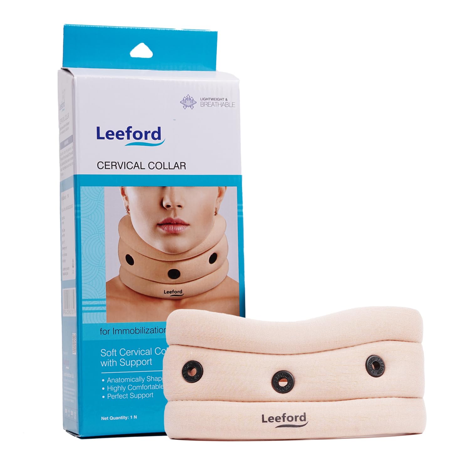 Leeford Ortho Soft Cervical Collar for Neck Pain & Spondylitis | Neck Support for Cervical Pain | Breathable Neck Band for Men and Women, Adjustable, and Skin-Friendly Size - Small - Image 2 thumbnail