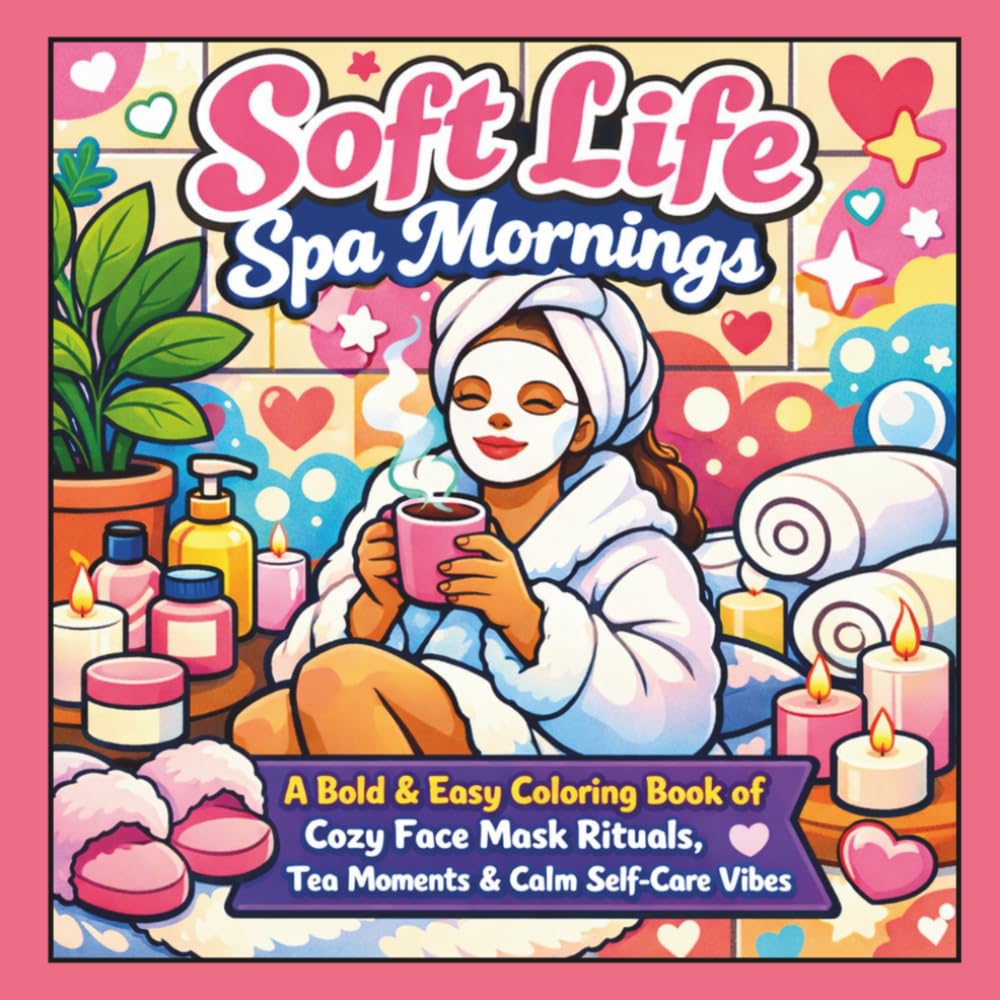 Soft Life - Spa Mornings: A Bold And Easy Coloring Book Of Cozy Face Mask Rituals, Tea Moments and Calm Self-Care Vibes