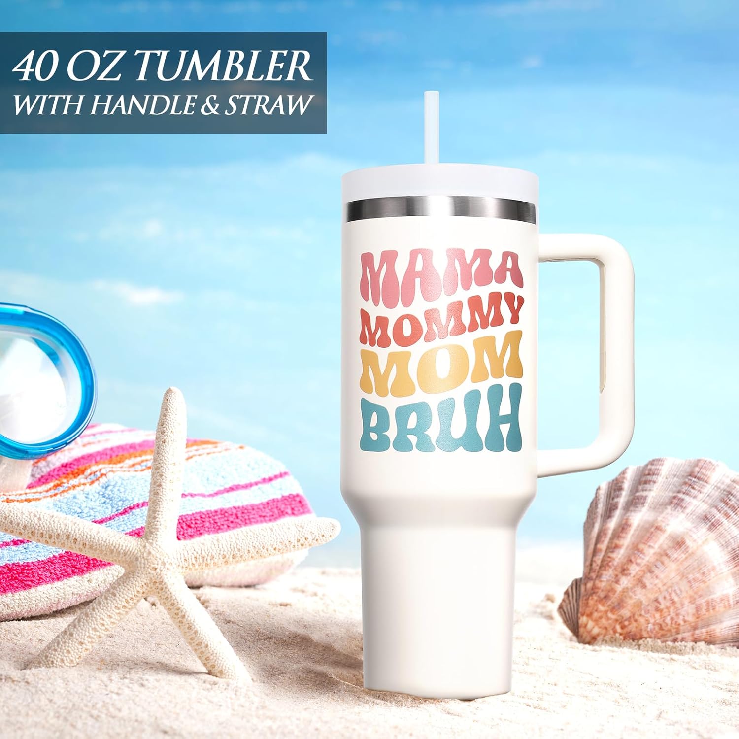 Gifts for Mom, Christmas Gifts from Daughter Son, 40 OZ Tumbler Best Birthday Gift for Mama Mother-in-Law Wife Mother Women, Mama Mommy Insulated Cup with Handle New Mom Gift for Wife from Husband - Image 5