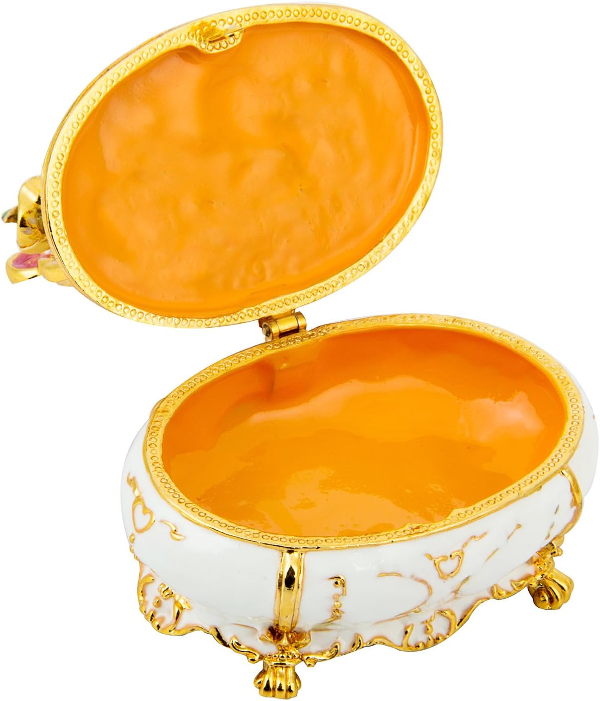 QIFU Furniture Dressing Table Hand Painted Enamel Jeweled Trinket Box Hinged, Unique Gift for Family - Image 4