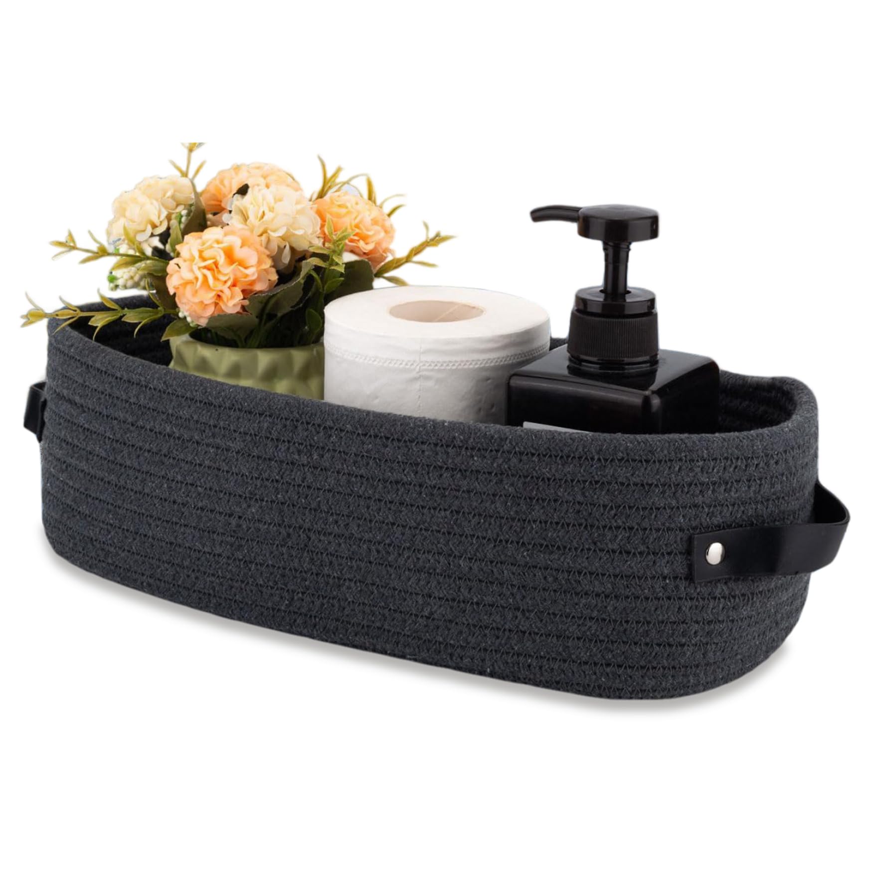 Panier De Salle De Bain En Corde De Coton – 33x15x10 Cm – Pour Ranger Papier Toilette, Accessoires – Décoration Naturelle Et Pratique