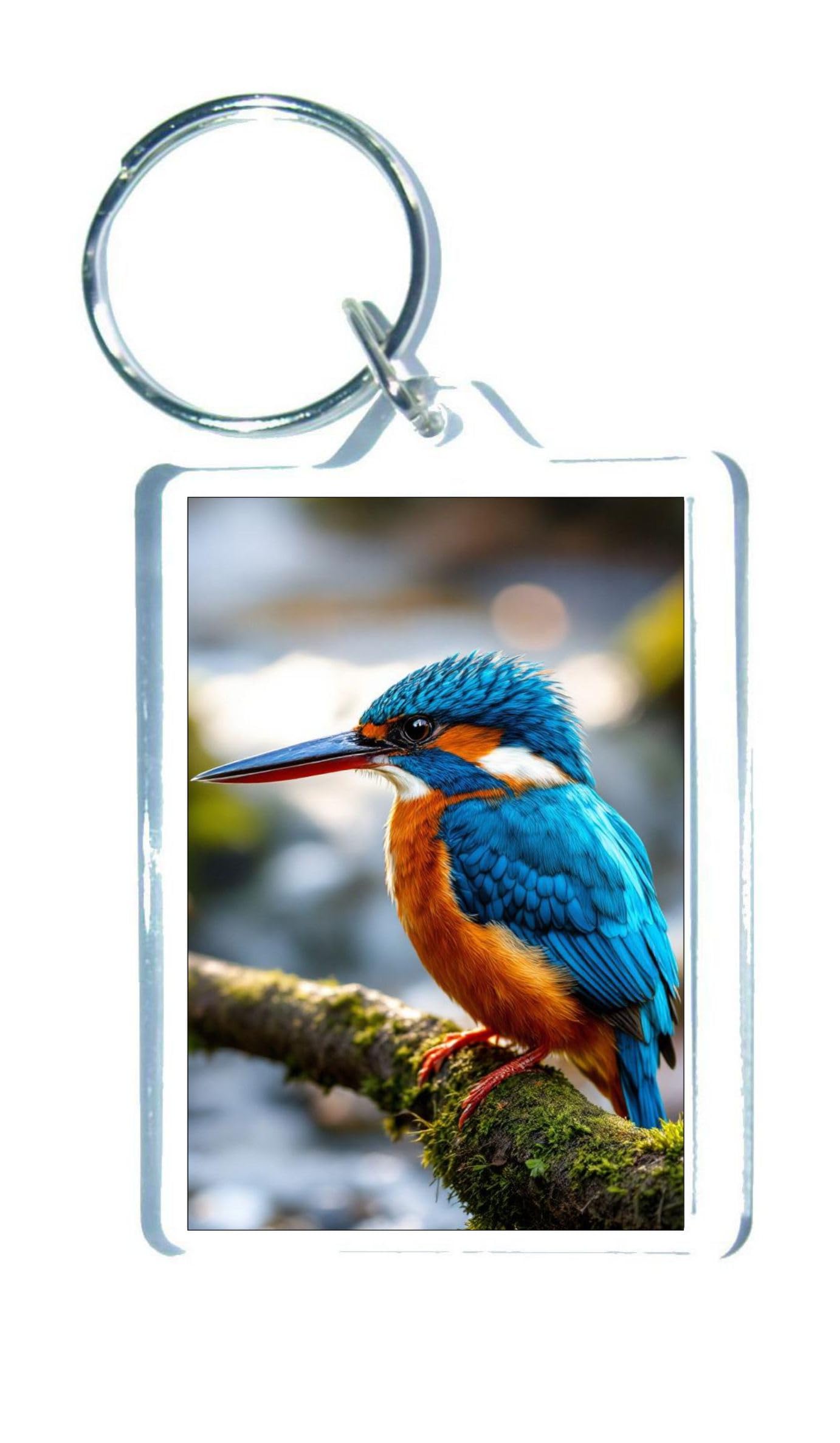 Decalarama Bird Keyring Gift – Kingfisher In A Tree - Fun Cute Garden Wildlife Novelty Present