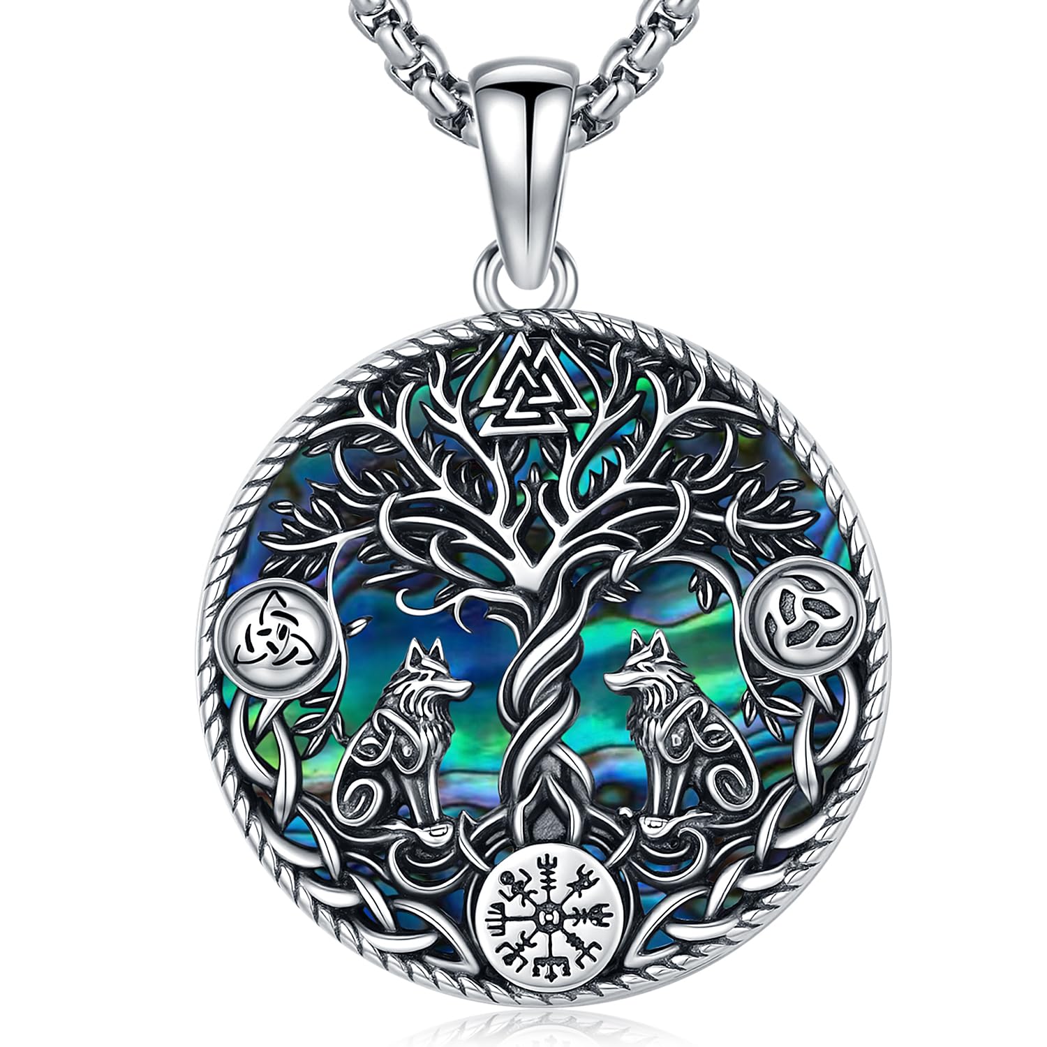 Odinstone Collana vichinga da uomo in argento sterling 925 con ciondolo amuleto della mitologia norrena, gioiello regalo per ragazzi e donne