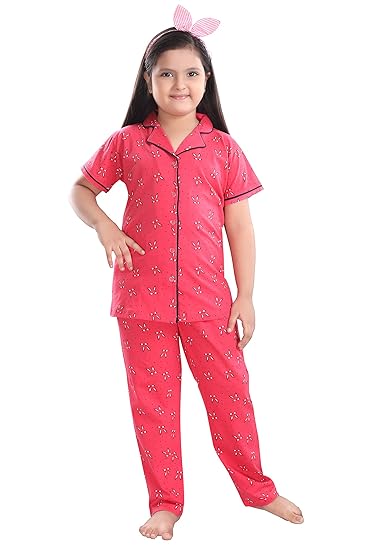AV2 Girls Cotton Printed Night Suit Night Dress 6617