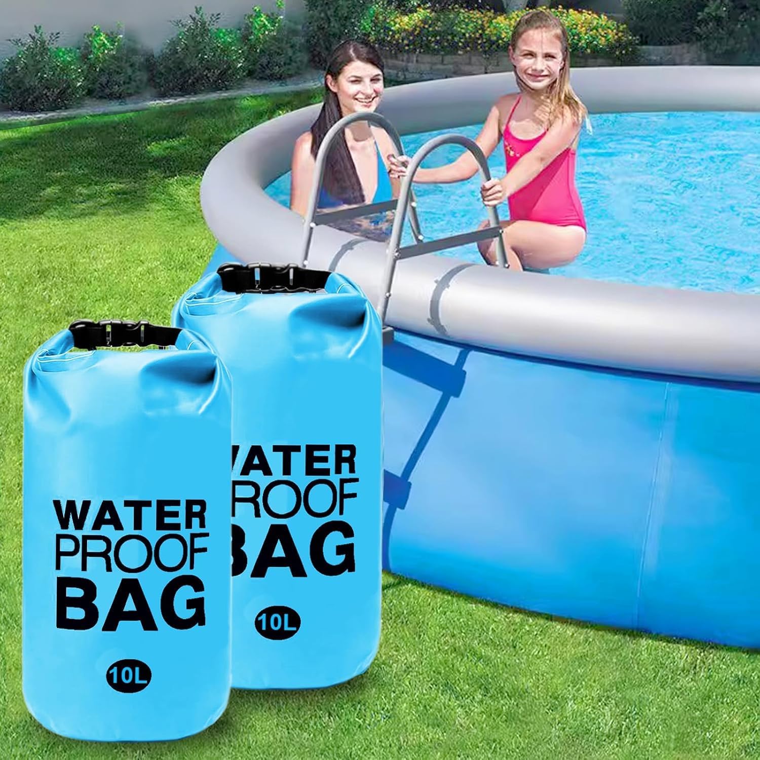 2-Pack Pool Step Weights, 10L Heavy-Duty Pool Ladder Weights for Above-Ground Pools, 500D No-Break Waterproof Sand Bags, Easy & Quick Fill for Secure Pool Steps (Sky Blue) - Image 2