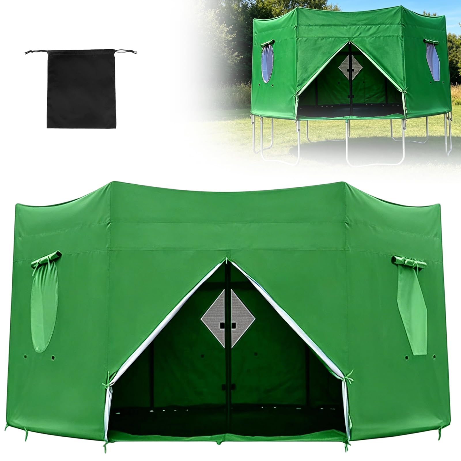 Cubierta de cama elástica de 10 pies impermeable y plegable con ventanas 8