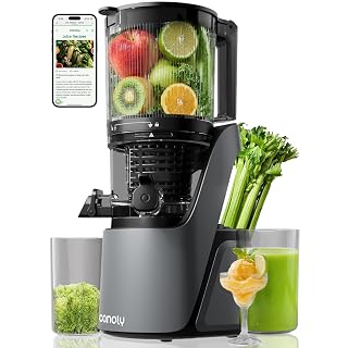 Canoly C16 Cold Press Juicer, 6" Extra Wide Feed Chute, 3-IN-1 Strainers (Juice & Sorbet & Nut Milk), Powerful AC Brushless Motor, Self Precut System, Juicer Machines with BPA-Free (Space Gray) - Amazon product rated Grade B