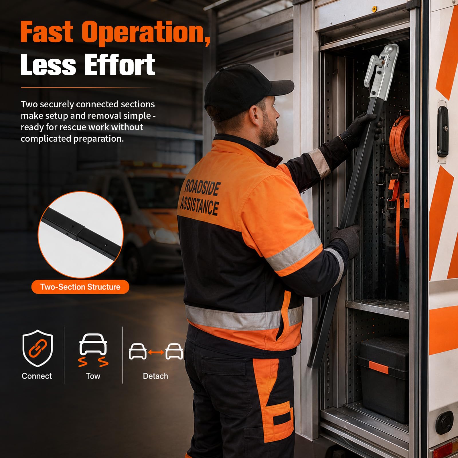 Abschleppstange mit Kugelkopf – 50 mm Anhängerkupplung für PKW, LKW, SUV, Länge 2,35 m Schleppstange für Fahrzeuge, 3,5 Tonne Zugkraft für Pannenhilfe, Abschlepphilfe für Transporter und Geländewagen