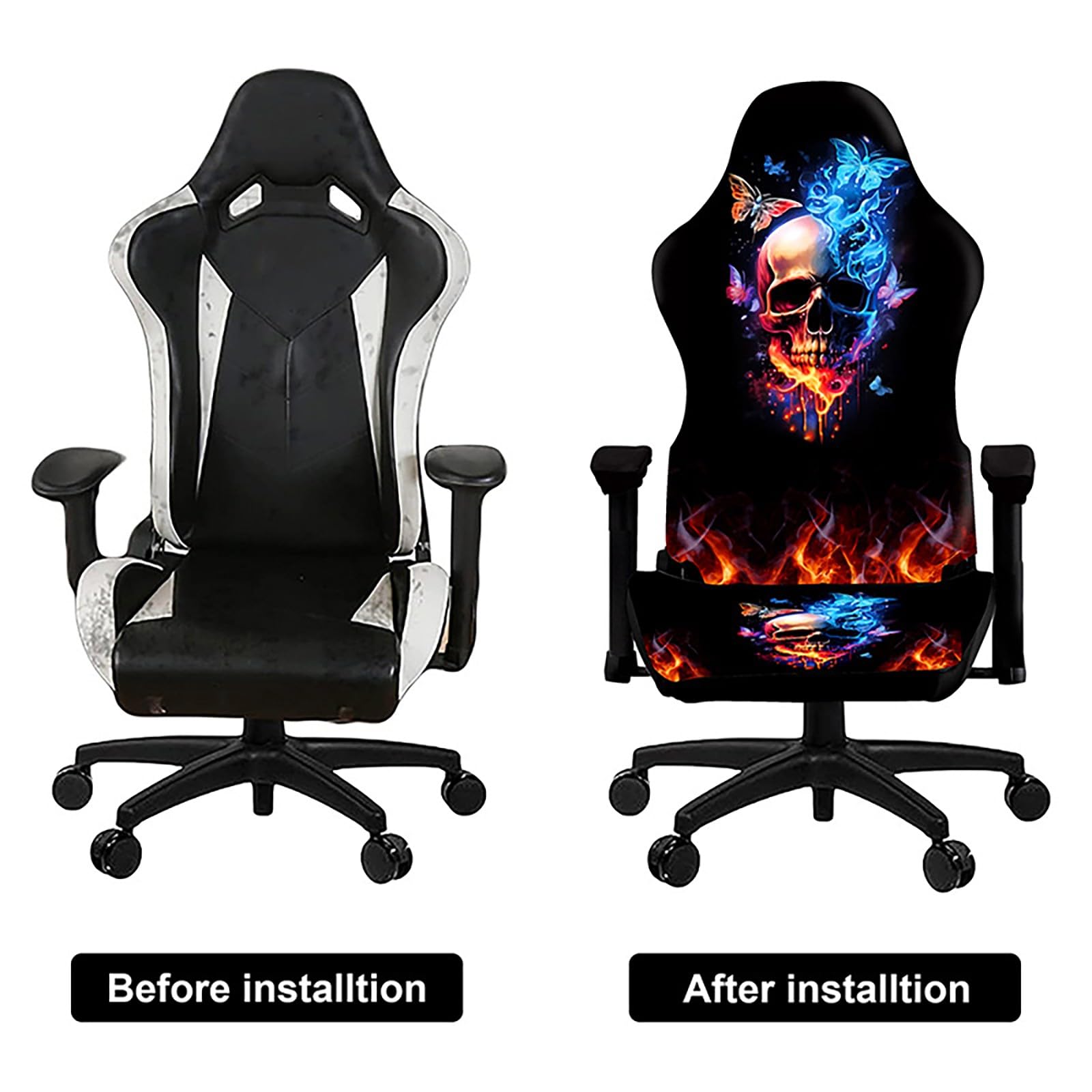 Coprisedia da Gioco,Coprisedia Sedia Gaming Girevoli Elastici,Copertura da Ufficio Computer da Gioco Antiscivolo Universale(B)