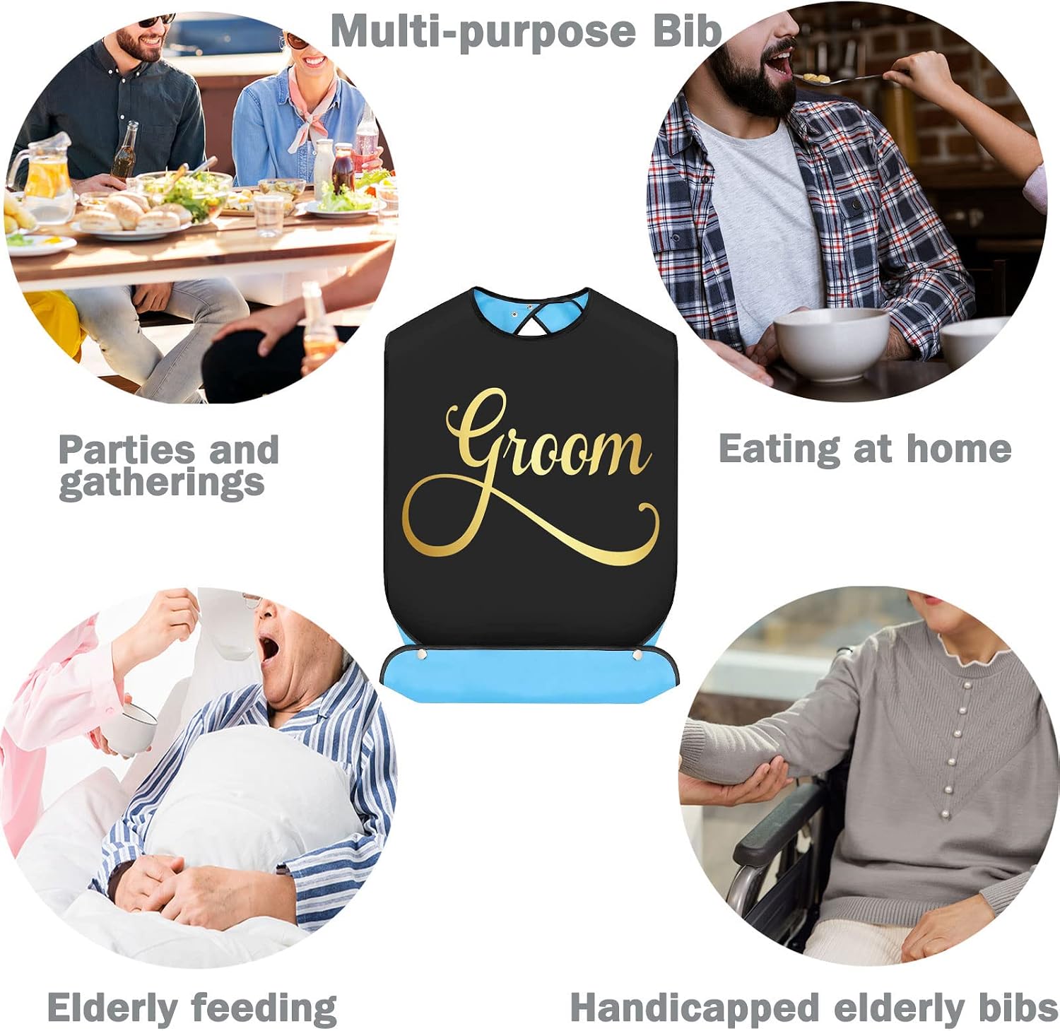 BWWKTOP Groom Bibs With Crumb Catcher Groom Clothing Protectors Bridal Shower Gag Gifts Adult Bibs For Wedding Party