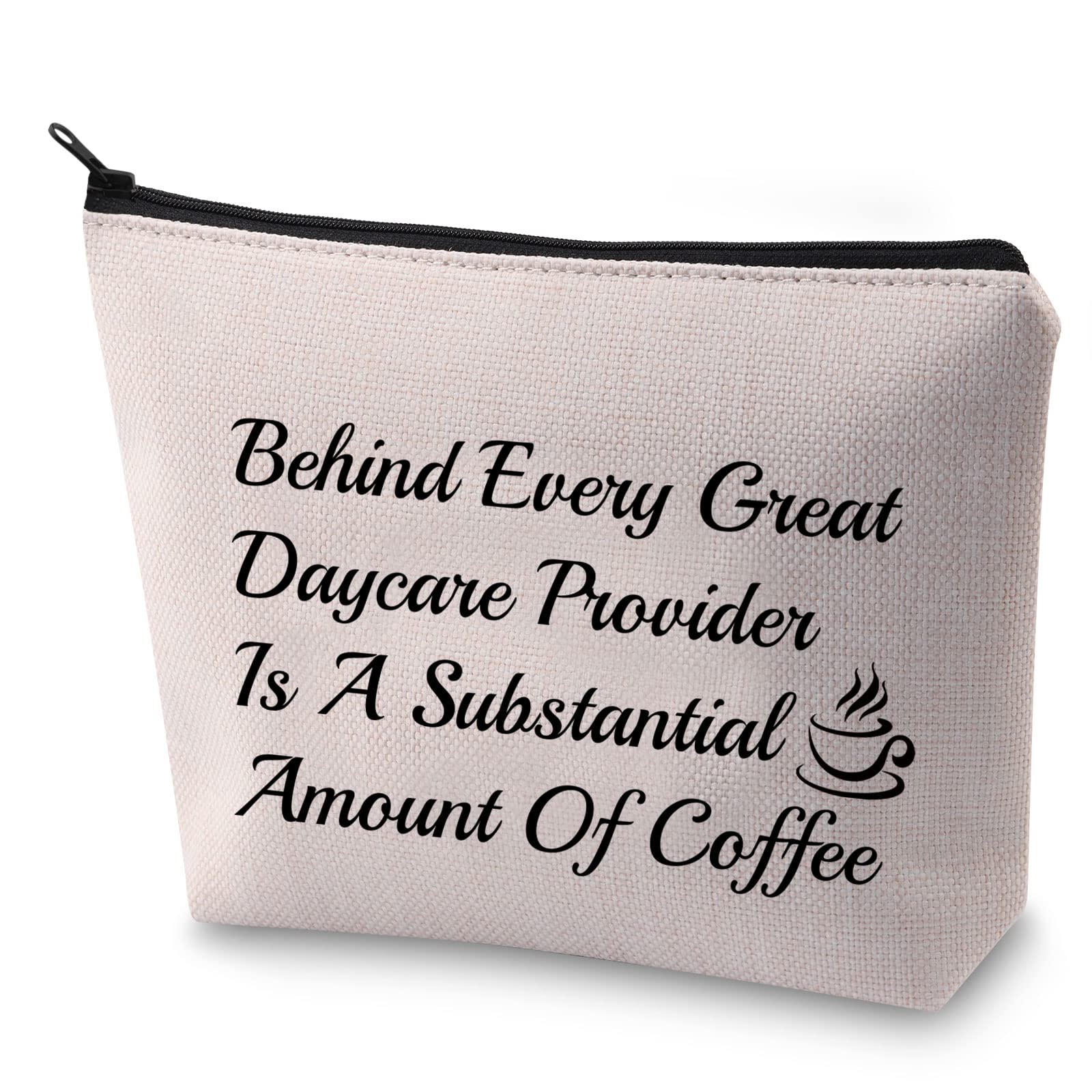 BLUPARK Daycare Teacher Cosmetic Bag Early Childhood Educators Gift Behind Every Great Daycare Provider Canvas Makeup Bag, Behind Every Great Daycare Provider,