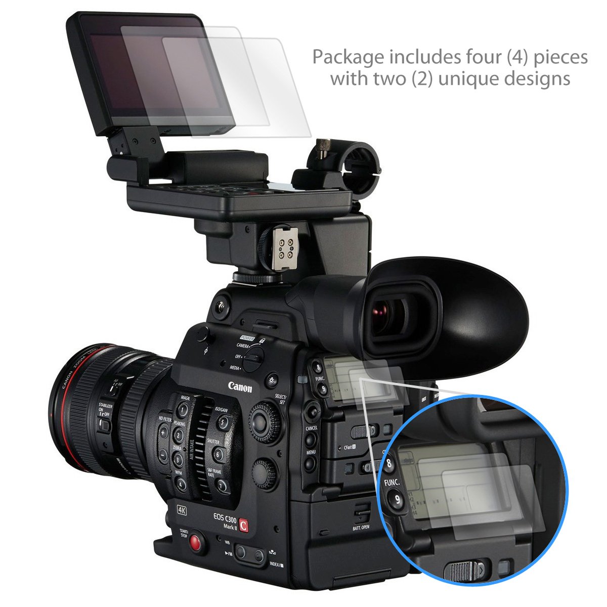 BoxWave Anti-Glare Screen Protectors For Canon C300 Mark II (2-Pack) - Matte Film With UV Protection