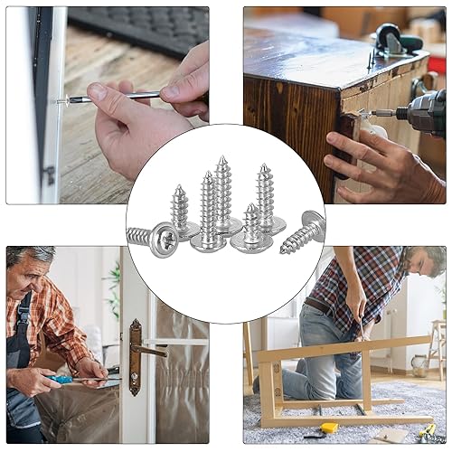 Miniatura 6 de 700 piezas de cabeza pequeña Phillips con arandela tornillos autorroscantes, acero inoxidable 304, pequeñomini M2 M2.3 M2.6 M3 tornillos de madera,