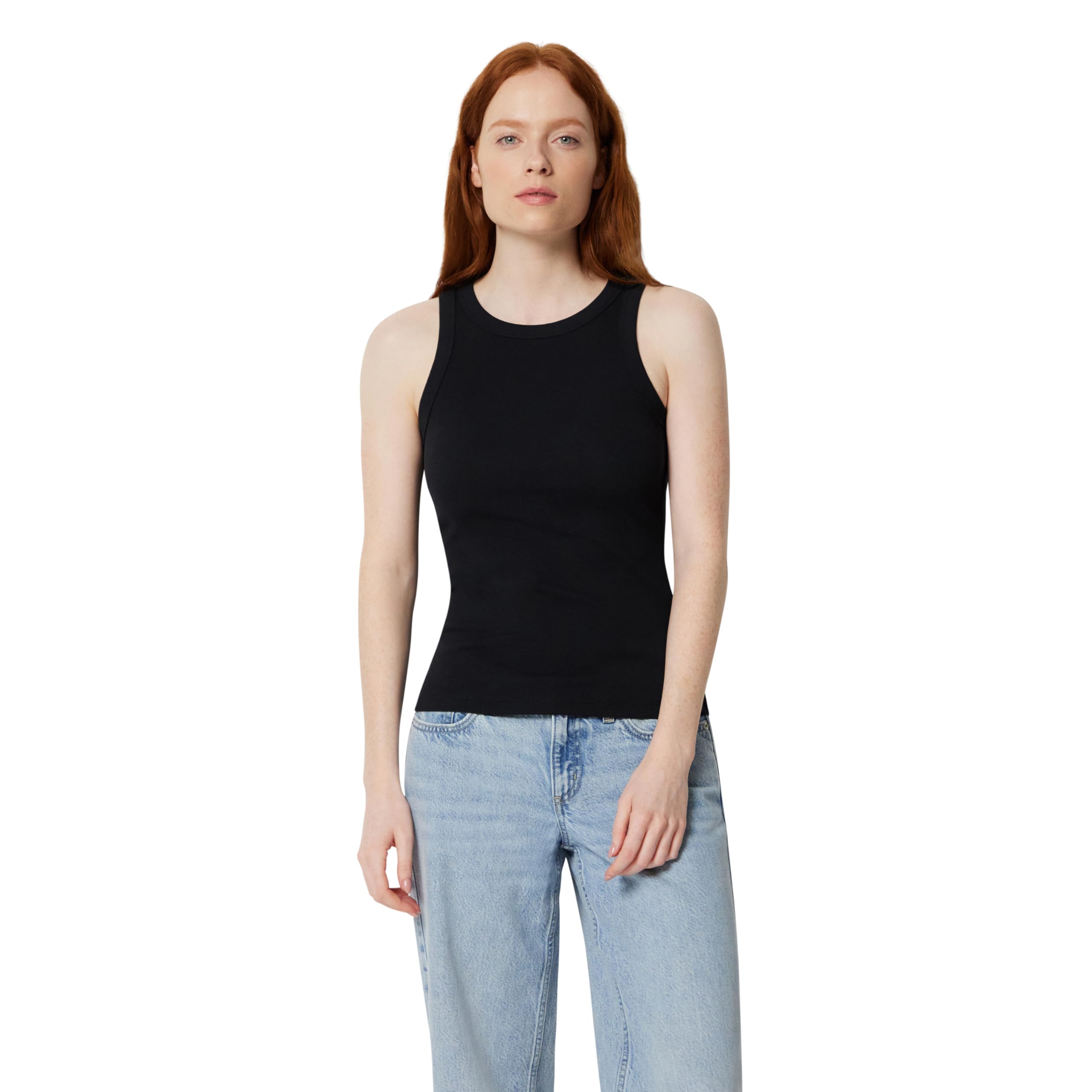 Amazon Essentials Women's Slim-Fit High Neck Ribbed Vest, Black, XXL