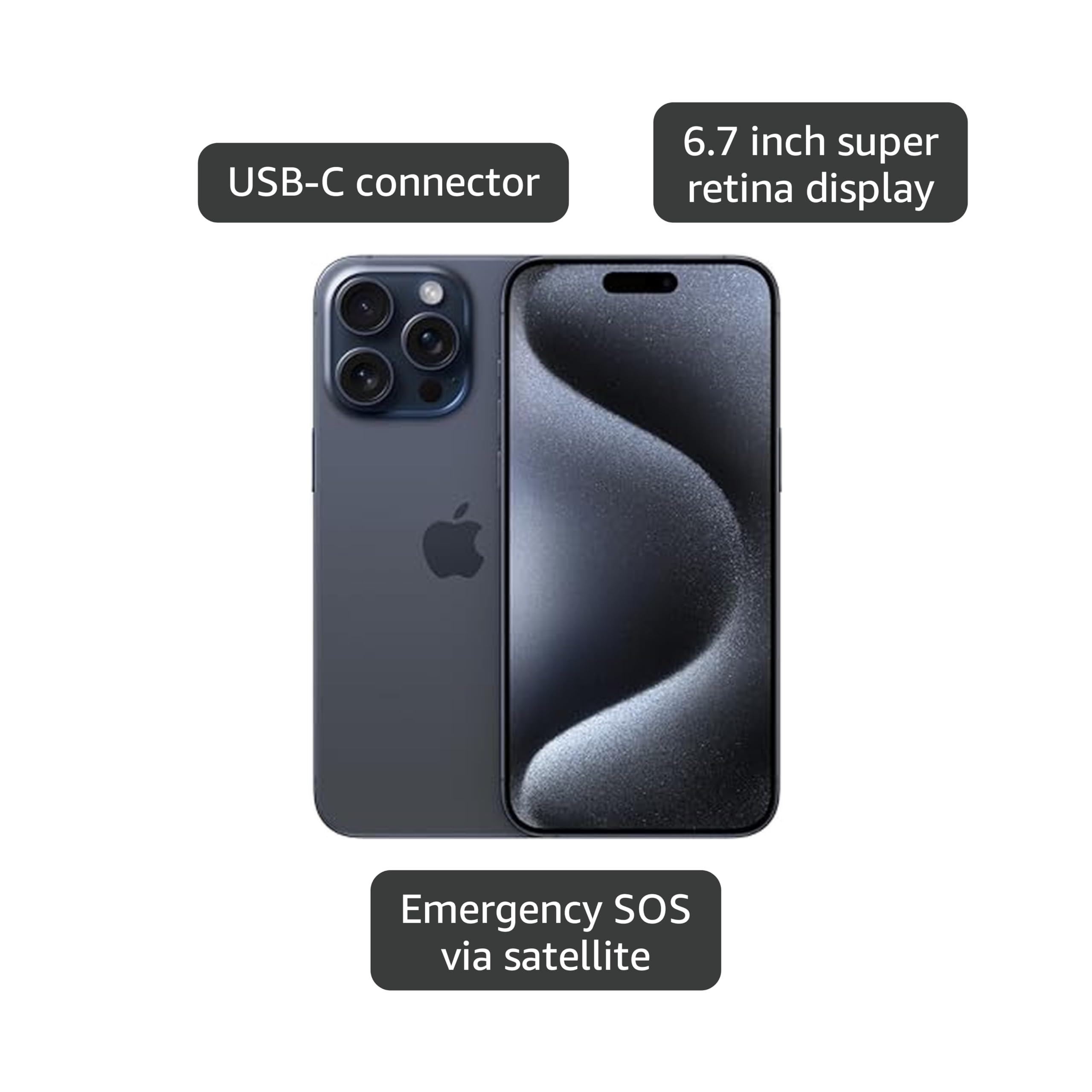 Amazon.com: Apple iPhone 15 Pro Max, 512GB, Blue Titanium - GSM