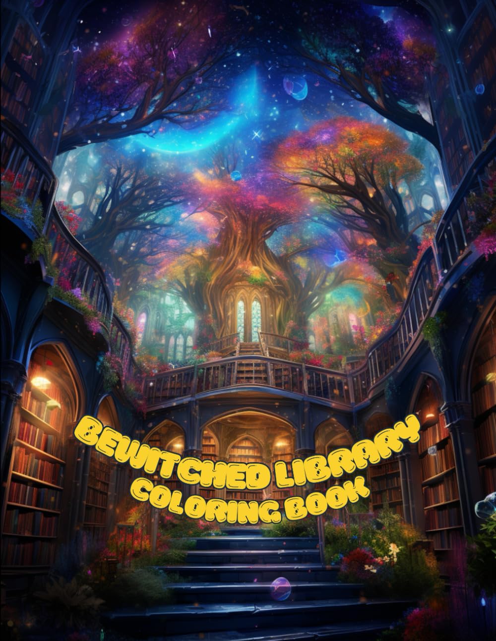 Bewitched Library Coloring Book for Adults and Teens (Grayscale): 40 Enchanting Coloring Pages featuring captivating and mesmerizing Libraries for ... Relief (Vol. 1) (Fantasy Coloring Books)