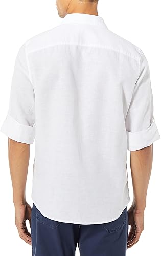 Miniatura 2 de Perry Ellis Camisa de algodón de lino sólido con botones para hombre (talla S - XXL)